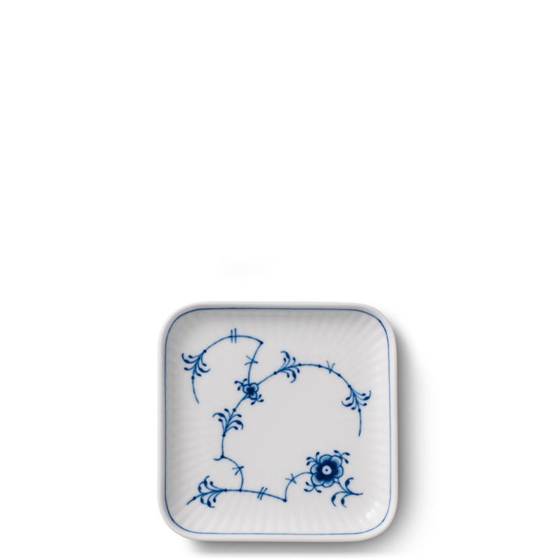 Blue Fluted Plain Small Square Plate, 4″