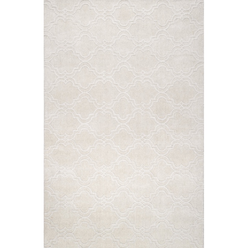 Double Carved Trellis Rug | Cream