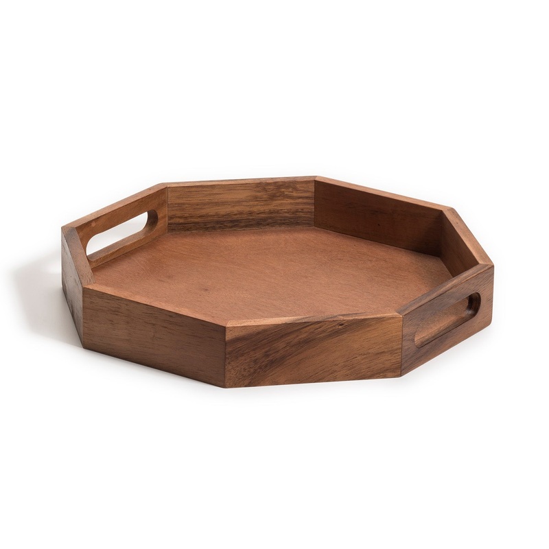 Octagon Wood Serving Tray 15″