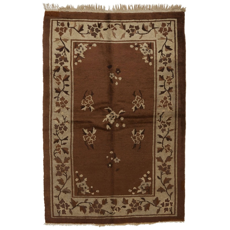 ANTIQUE CHINESE PAO TAO BROWN/BEIGE 3′ 7” x 5′ 4”