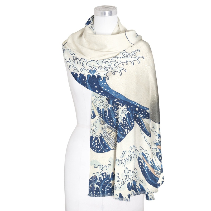 Hokusai “The Great Wave” Silk Blend Women’s Fashion Shawl