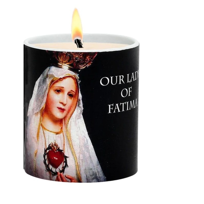 SUBLIMART: Prayer Candle – Porcelain Soy Wax Candle Our Lady of Fatima