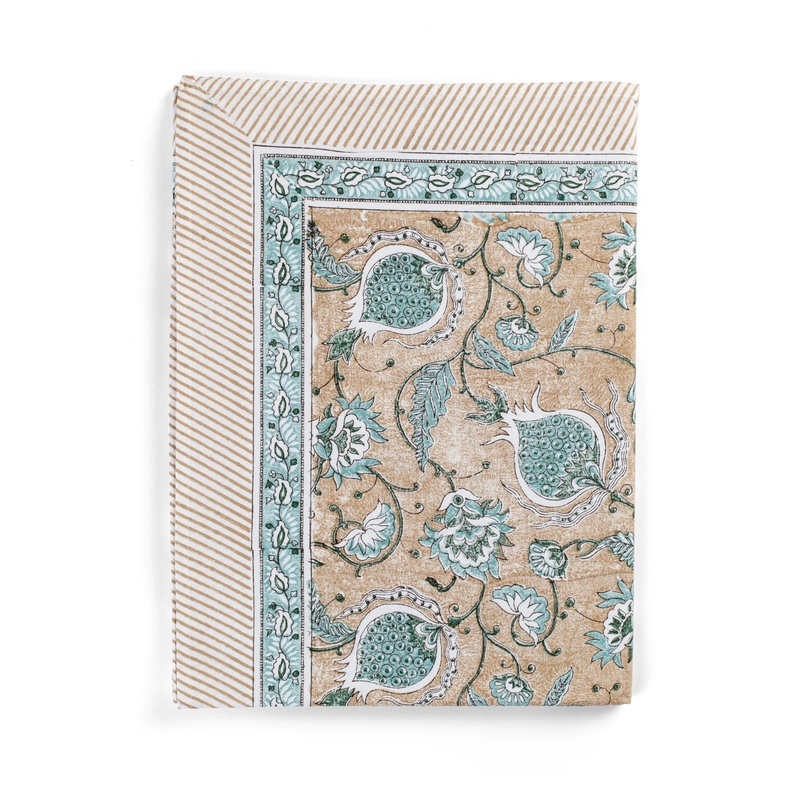 Cotton Tablecloth Pomegranate Design – Beige