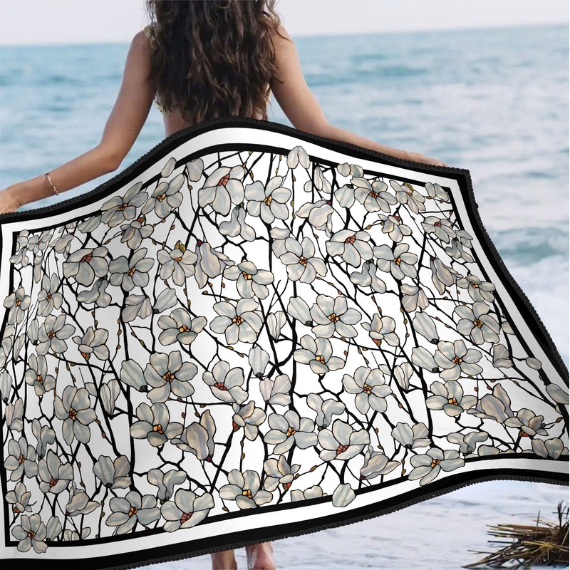 Oversized Beach Towel 40×63″ – Microfiber, Quick-Dry, Tiffany Magnolia