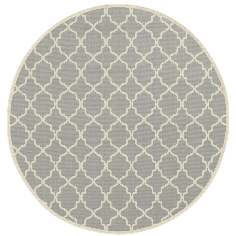 Riviera Grey Ivory Moroccan Geometric Indoor/Outdoor Rug