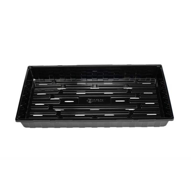 SunPack Heavy Duty Shallow Plastic Plant Tray with Holes Black, 10″ x 20″
