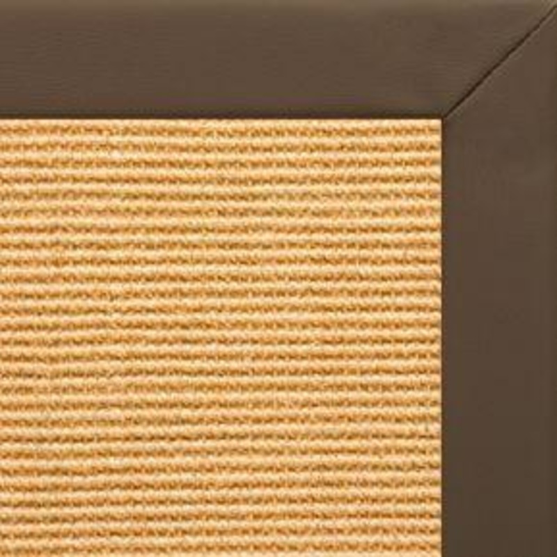 Tan Sisal Rug with Stone Faux Leather Border