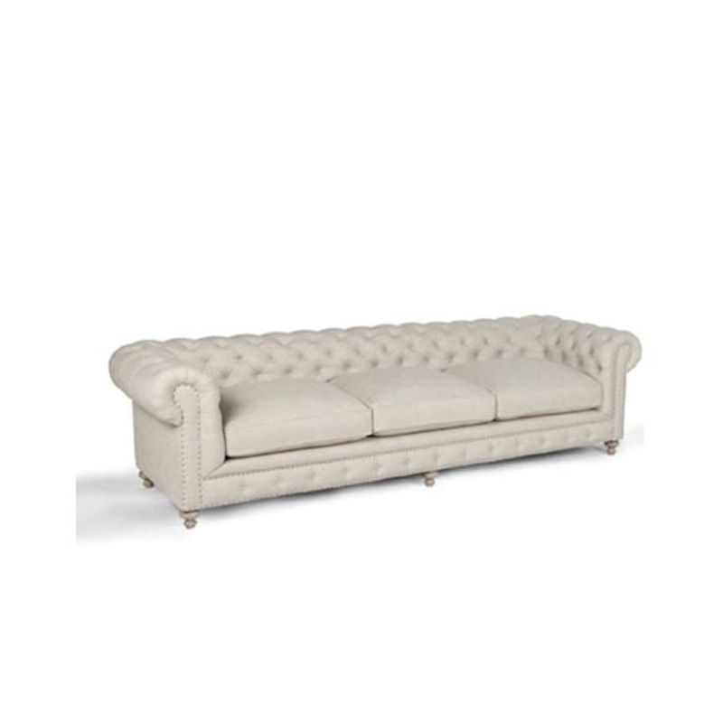 Chesterfield Sofa, Linen 118″