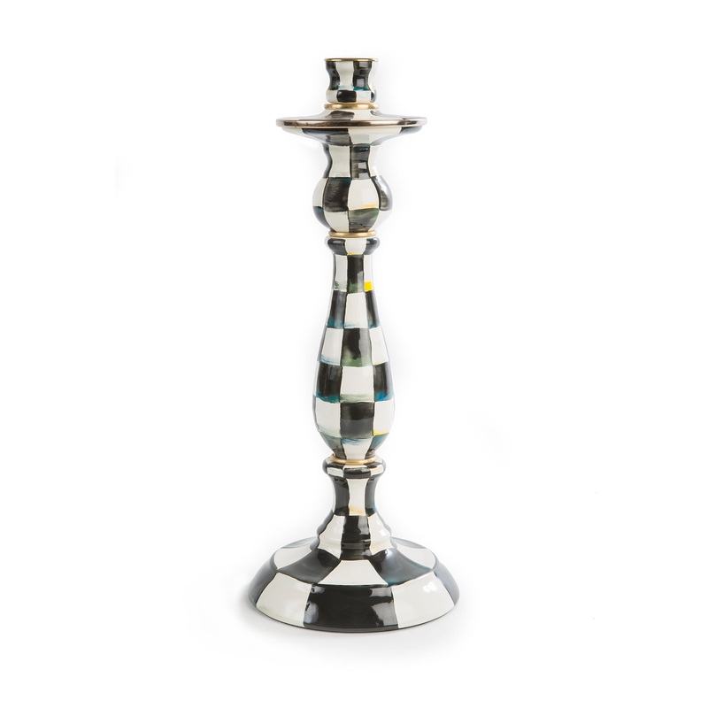 Courtly Check Enamel Candlestick – Large