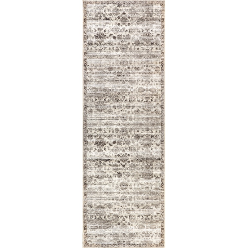 Louisa Vintage Floral Washable Rug | Taupe