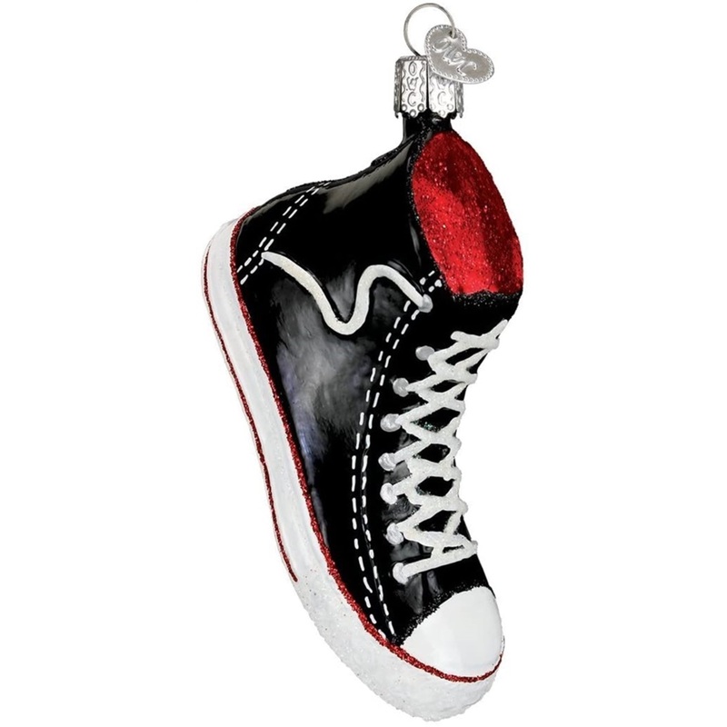 Old World Christmas Glass Blown Ornament High Top Sneaker. 4.75″