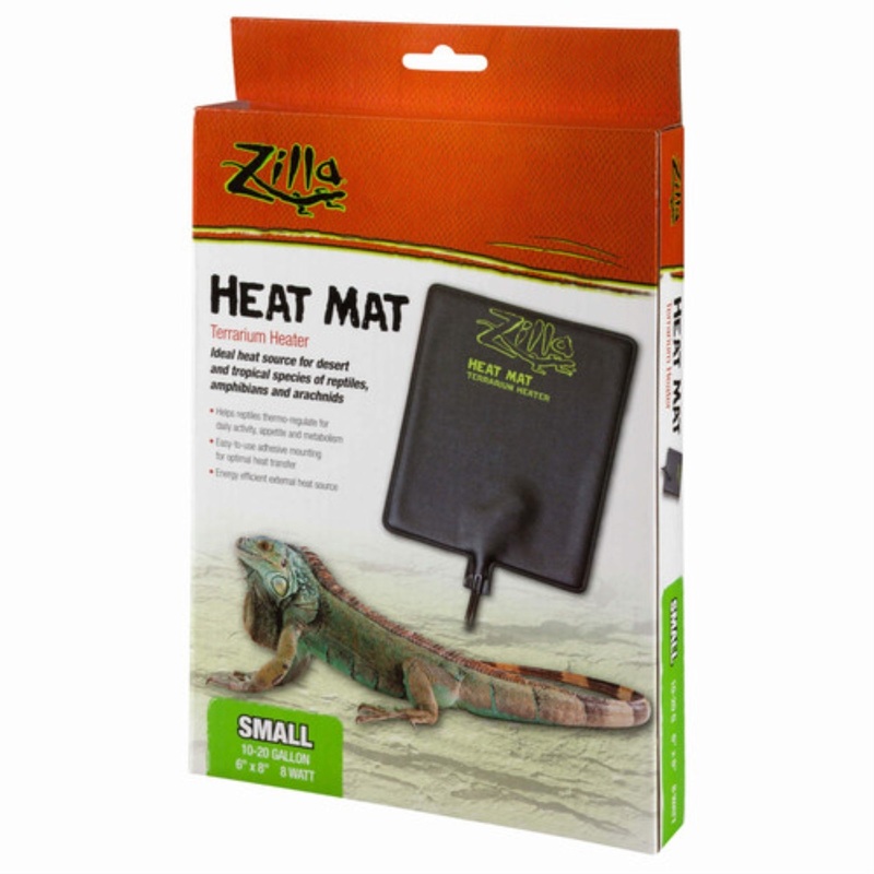 Zilla Heat Mat Terrarium Heater, Black, Small, 10-20 Gallon, 8-Watt, 6 x 8.5 Inches