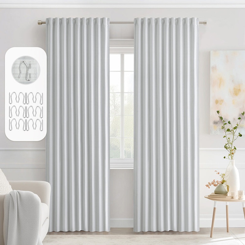 MIULEE Grey Back Tab Blackout Curtains 72 Inch Length 2 Panels Set for Living Room Bedroom Privacy, Rod Pocket/Pinch Pleat Thermal Insulated Room Darkening Pleated Light Blocking Drapes