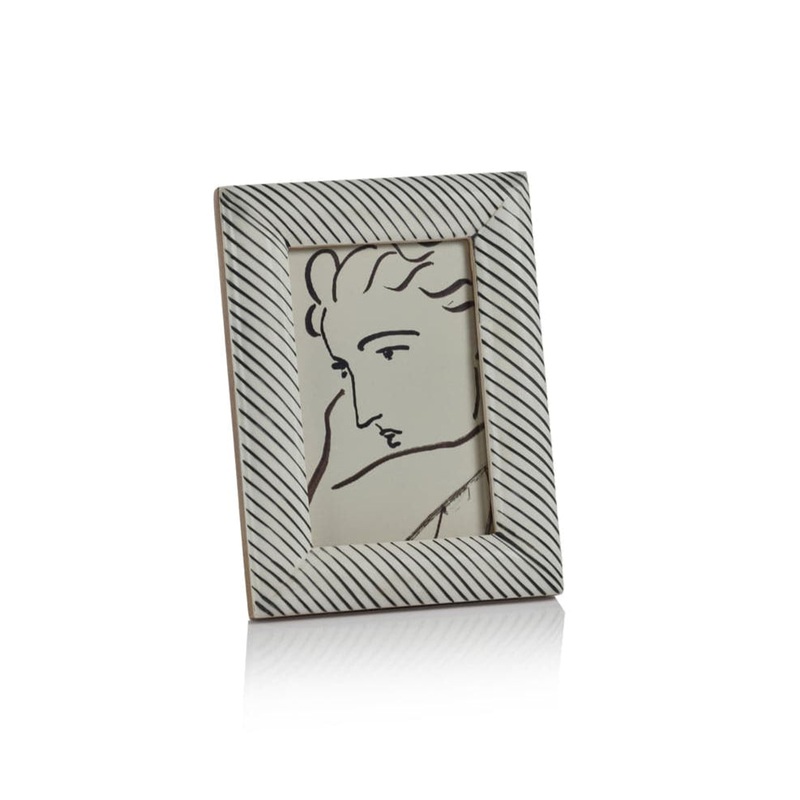 White Bone with Black Engraving Frame