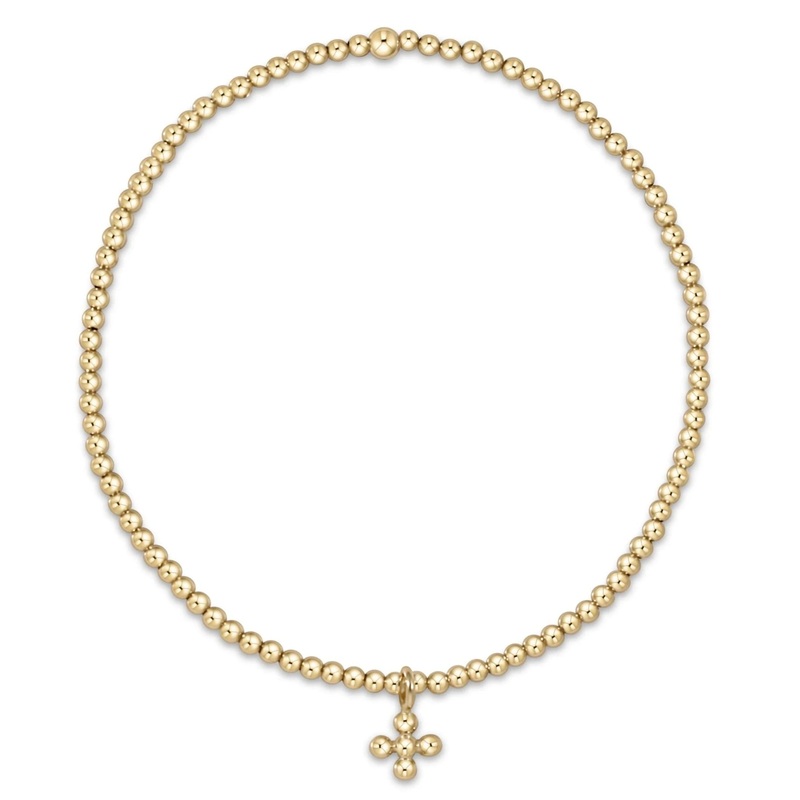 classic gold 2mm bead bracelet – classic beaded signature cross small gold charm