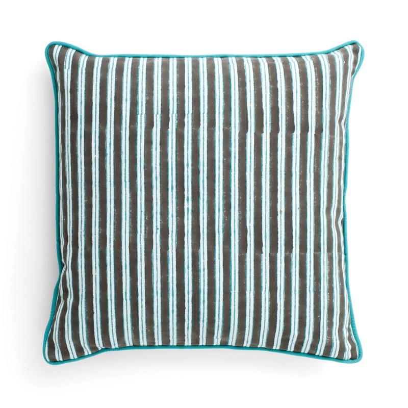 Cotton Cushion Cover Stripe Design – Turquoise