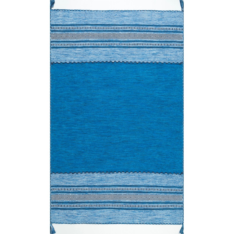 Diamond Banded Rug | Blue