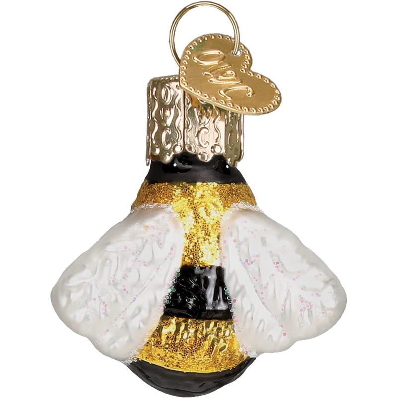 Old World Christmas Mini Glass Blown Honey Bee Ornament, 1.5″