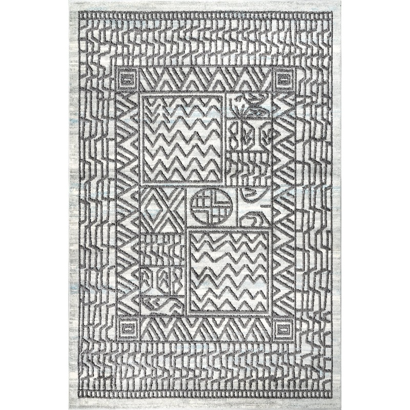 Melanie Bordered Etching Rug | Beige