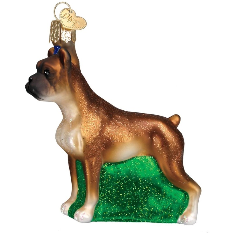 Old World Christmas Blown Glass Christmas Ornament, Boxer Dog
