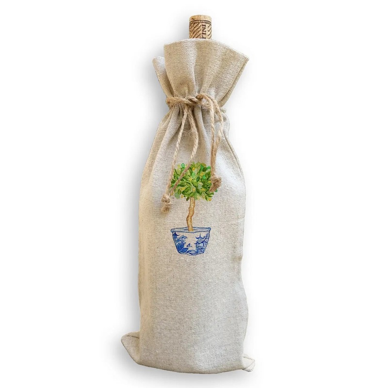 Blue & White Bowl w/Lemon Tree – Wine Bag