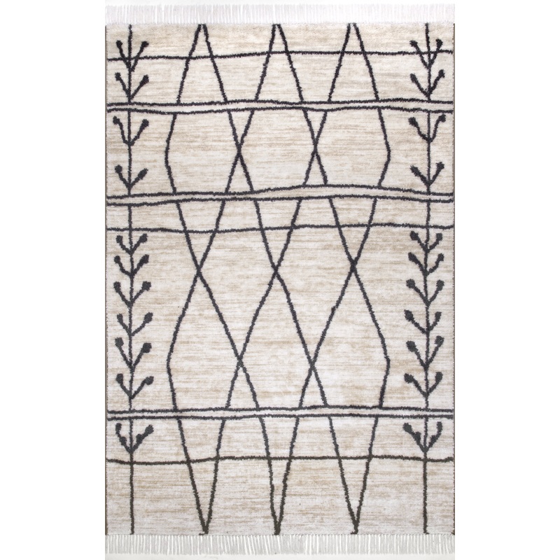 Modern Hex Non-Slip Backing Rug | Beige