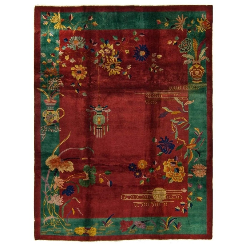 ANTIQUE CHINESE NICHOLS/ART DECO RED 9′ 0” x 11′ 5”