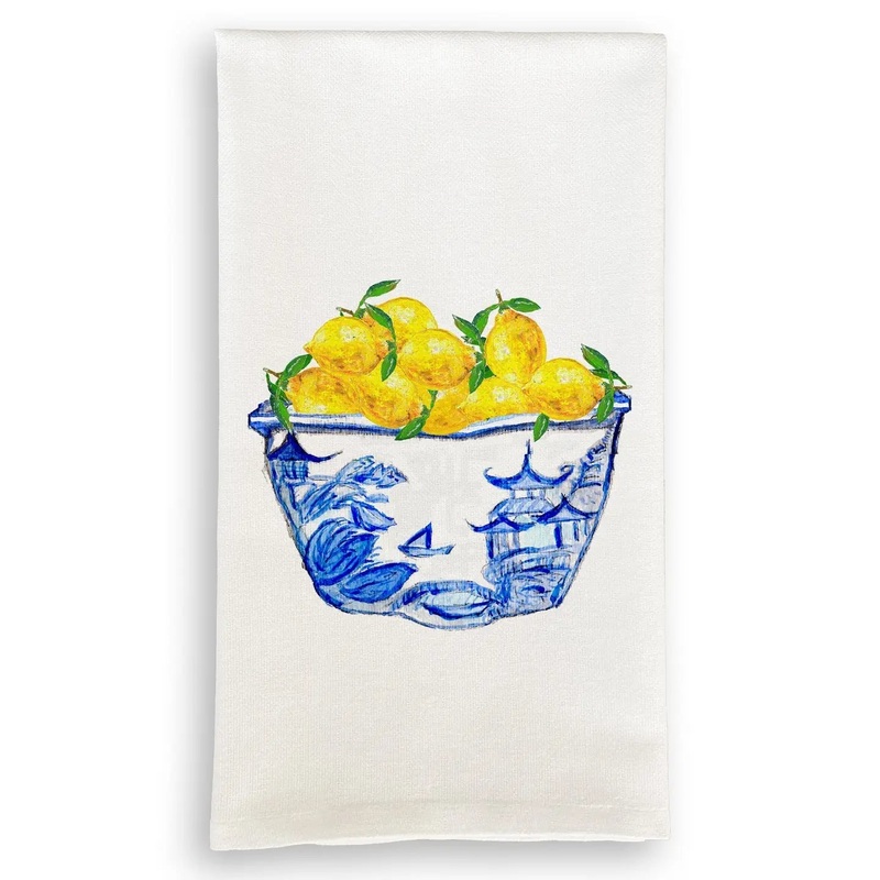 Blue & White Bowl w/Lemons – Dishtowel