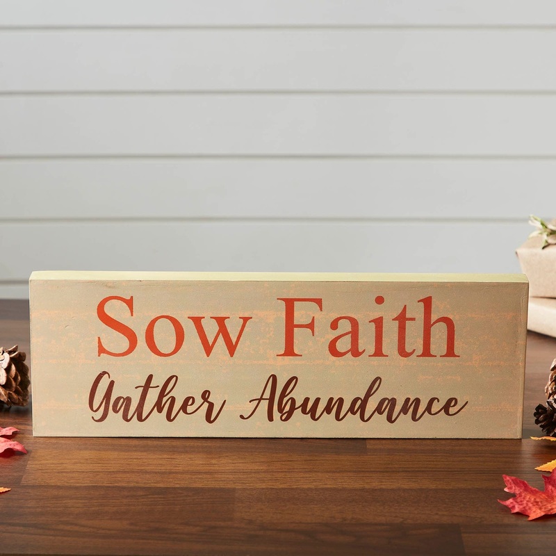 Sow Faith Gather Abundance Green Base MDF Sign 5×15
