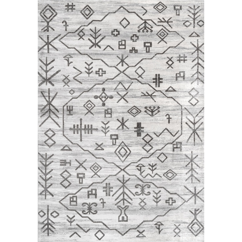 Ziomara Washable Symbolism Rug | Grey