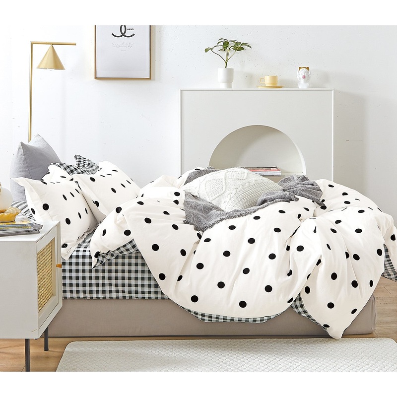 Black and White Polka Dots 100% Cotton Comforter Set
