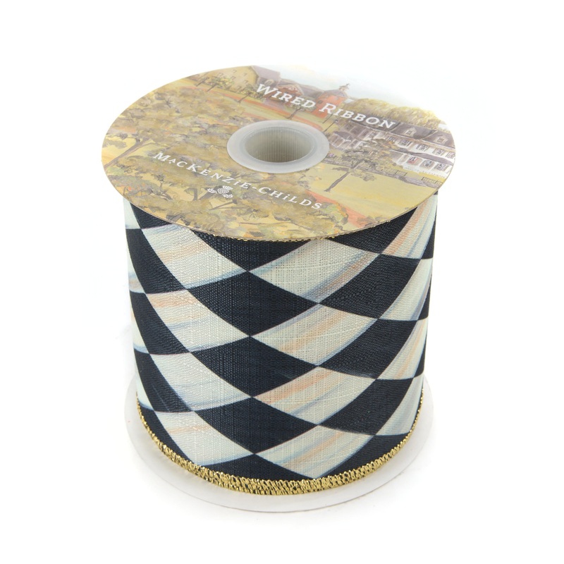 Courtly Harlequin Ribbon 4″- Gold Back