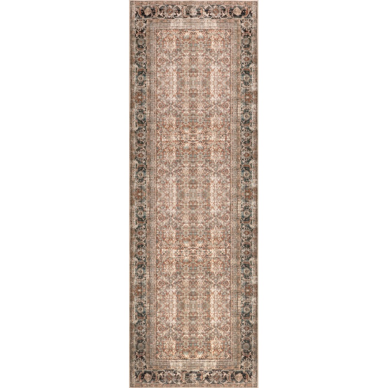 Petunia Medallion Washable Rug | Brown