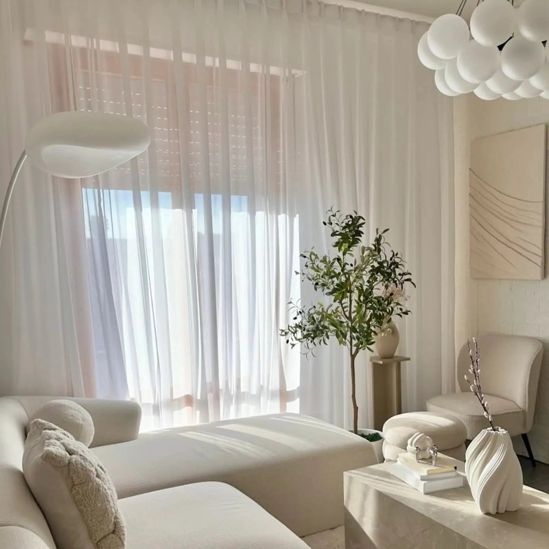 Scandina Solid Voile Sheer Curtain Soft Top