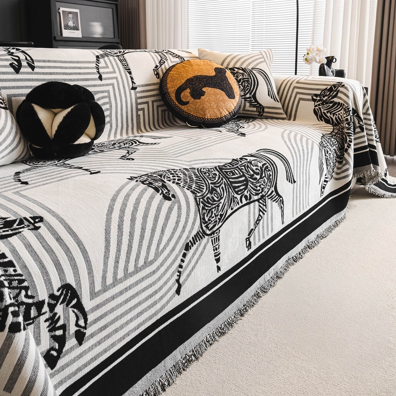 Chic Horse Pattern Breathable Chenille Couch Cover Soft Stylish Sofa Protection for a Cozy Modern Hassle-Free Home