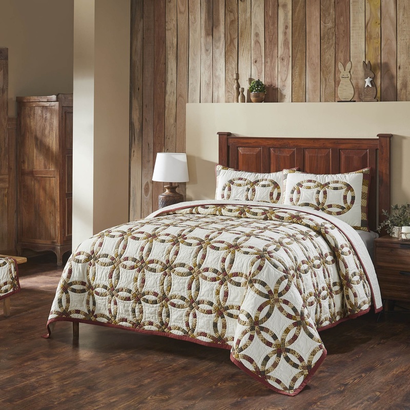 Custom House Wedding Rings King Quilt Set; 1-Quilt 110Wx97L w/2 Shams 21×37