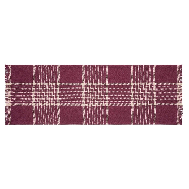 Eston Burgundy Tan Plaid Runner 12×36