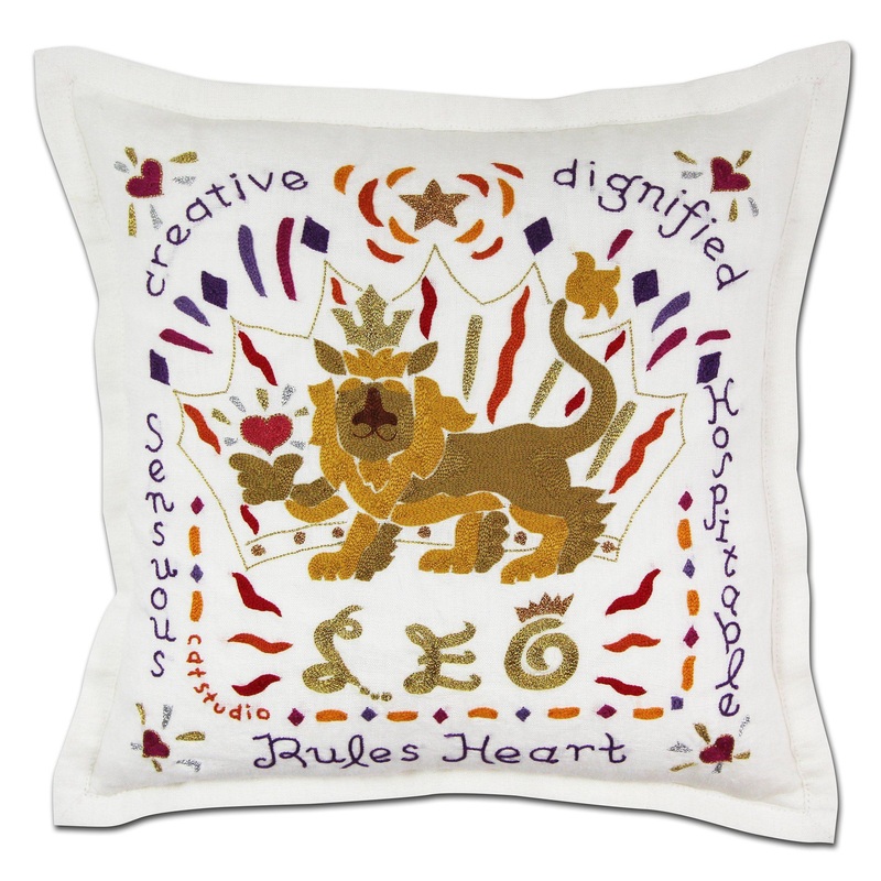 Leo Astrology Hand-Embroidered Pillow