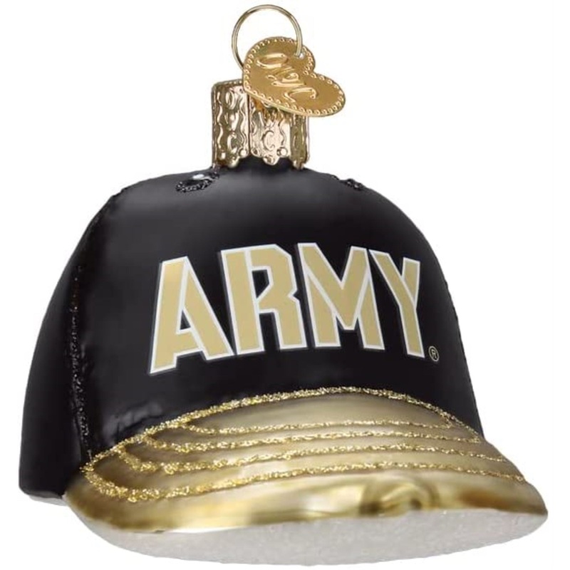 Old World Christmas Glass Blown Tree Ornament, Army Baseball Cap