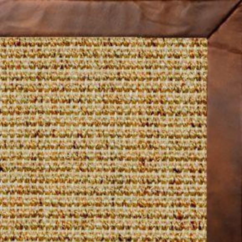 Spice Sisal Rug with Oak Leather Border