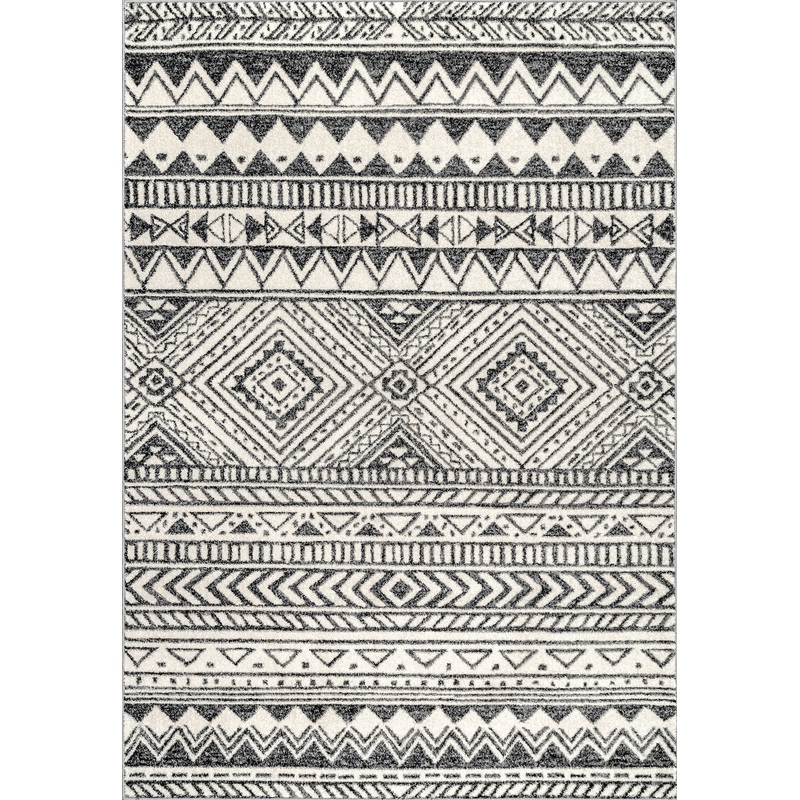 Banded Geometric Rug | Dark Grey
