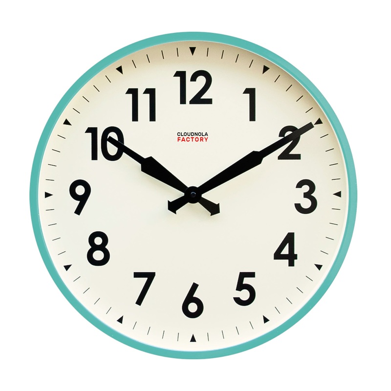 Factory XL Turquoise – Diameter 17.7 – Wall Clock – Silent – Steel Case