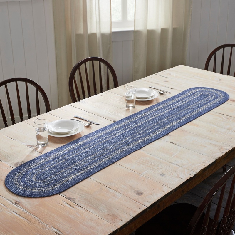 Great Falls Blue Jute Oval Runner 13×72