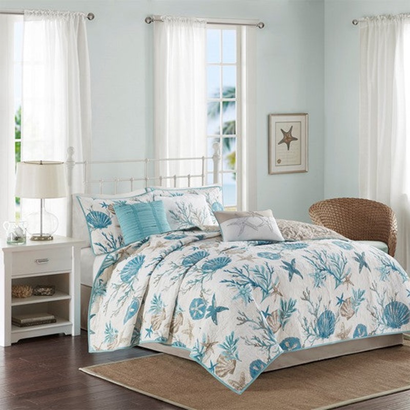 Pebble Beach Cotton Sateen Quilt Set 6PC – Aqua