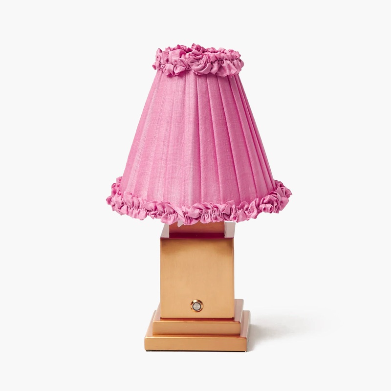 Rechargeable Lamp with Pink Frilled Shade (18cm)