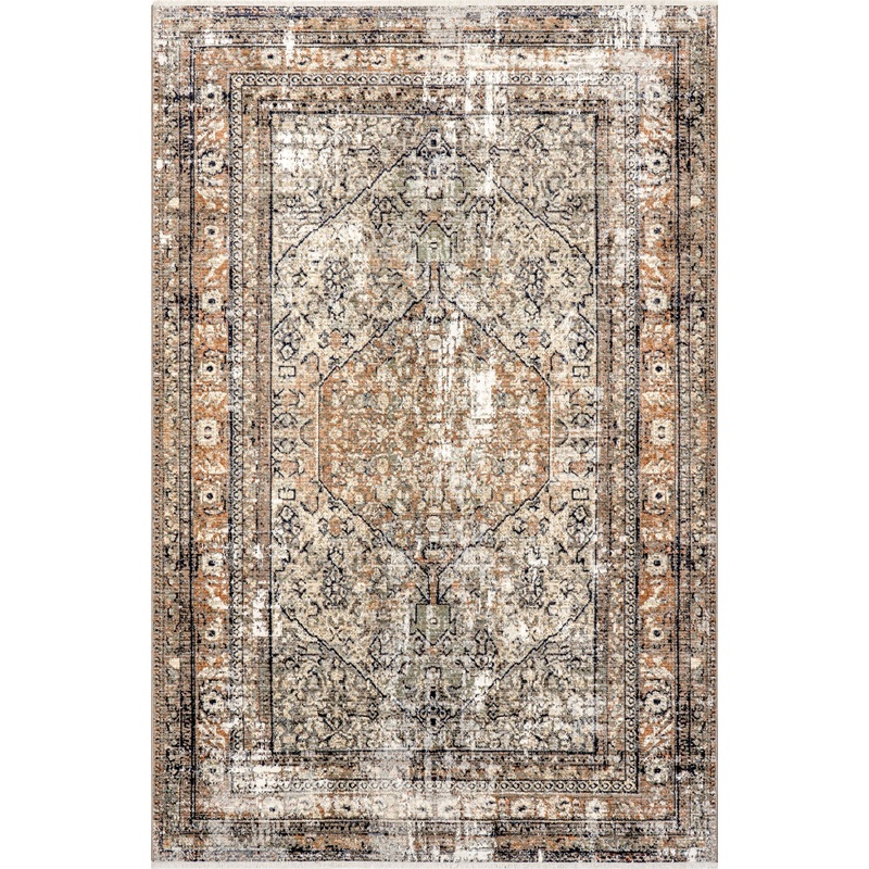 Vintage Medallion Fringe Rug | Beige