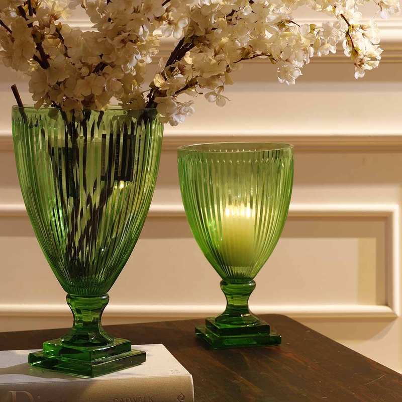 Emerald Glass Candle Holder Small