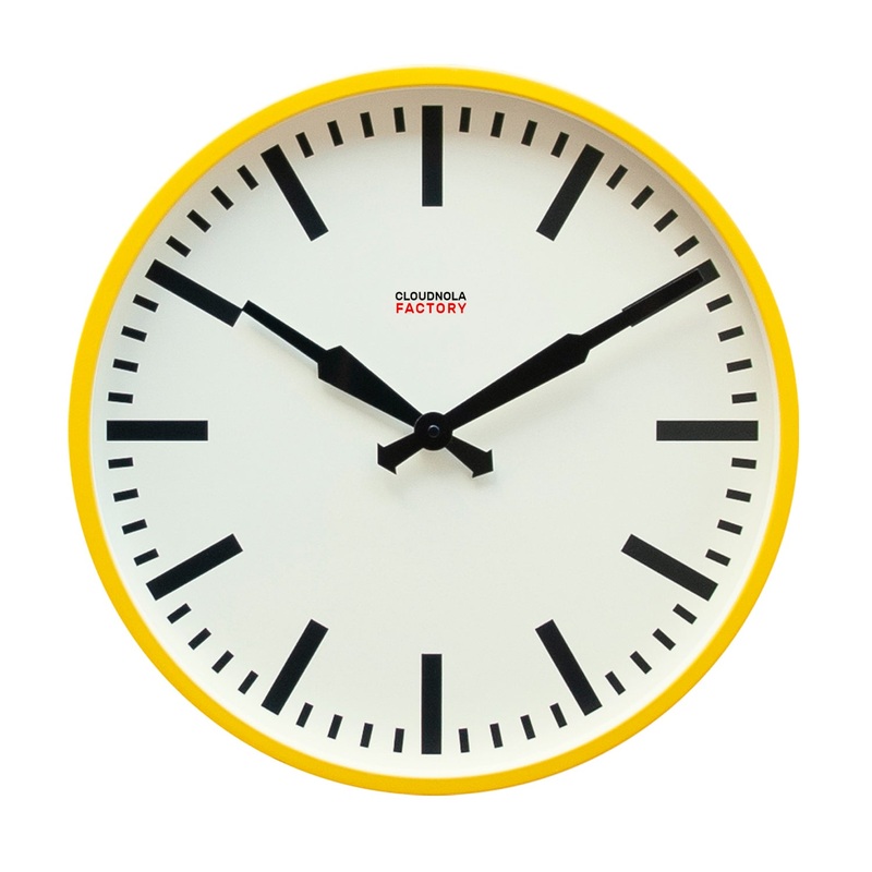 Factory XL Yellow – Diameter 17.7 – Wall Clock – Silent – Steel Case