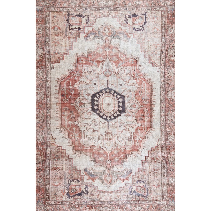 Iris Medallion Washable Rug | Blush
