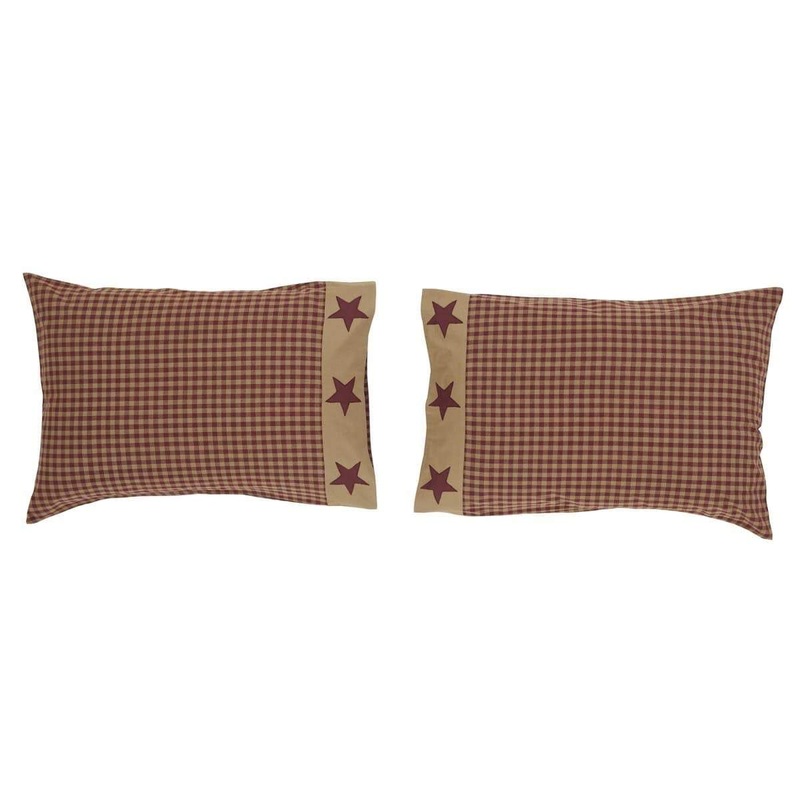 Ninepatch Star Standard Pillow Case w/Applique Border Set of 2 21×30